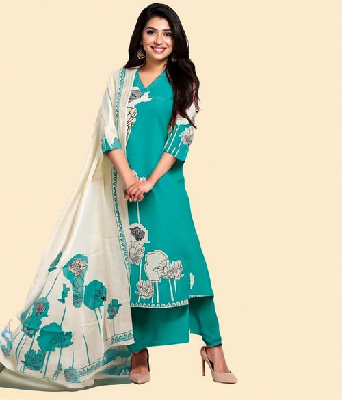 Nitya - Coral Peach Dabu Print A-Line Suit salwaar
